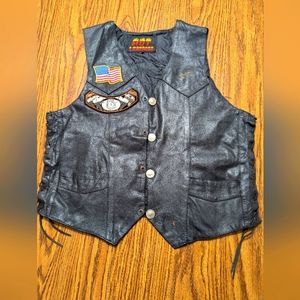 Black Harley Leather Vest with Patches.